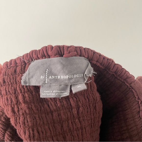 Anthropologie Sepia Brown Gauze Tie-Front Smocked Sleeveless Top Size XL - Picture 3 of 4